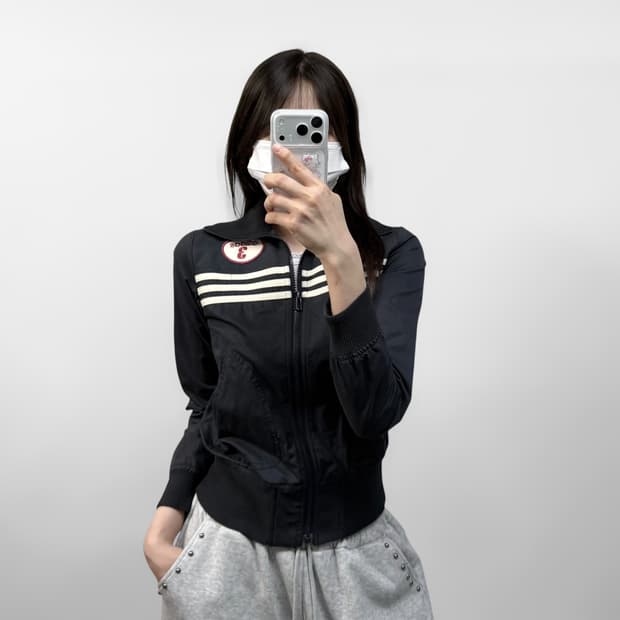 아디다스 00s 3s 코튼 크롭 자켓 블랙
