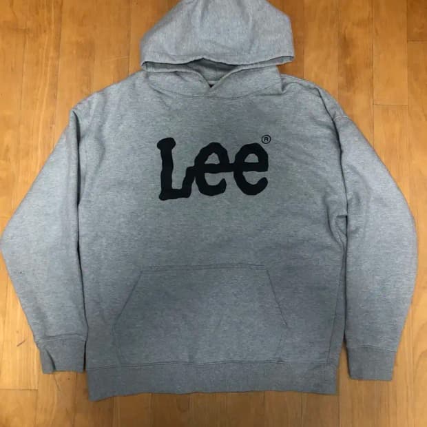 LEE 리 후드티 로고 그레이 후디 M