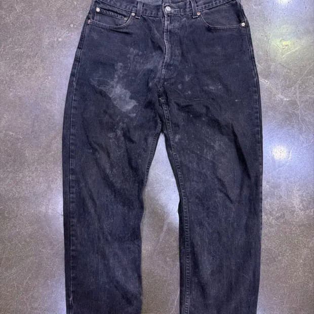 리바이스 550 릴렉스핏 더티워싱 페인팅 블랙 데님팬츠 36