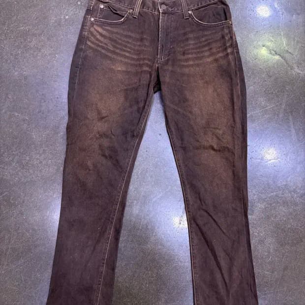 Lee 일본판 빈티지 브라운 워싱 테이퍼드핏 데님팬츠 30