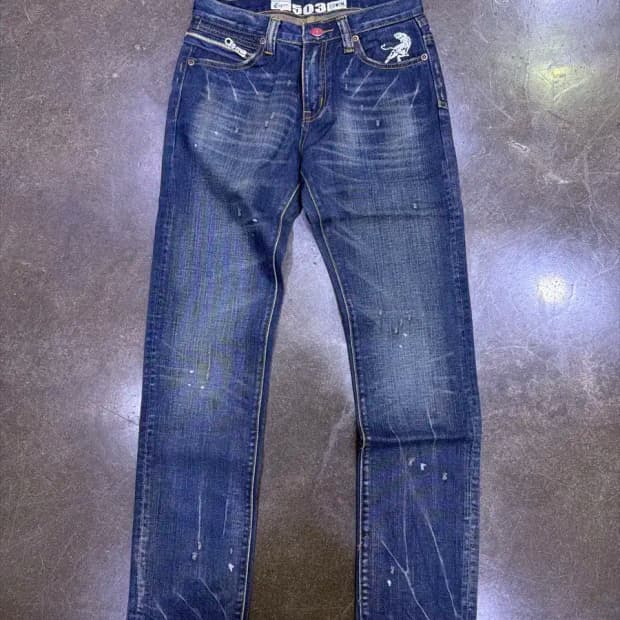 에드윈 x 오니츠카타이거 지퍼 빈티지 워싱 데님팬츠 29