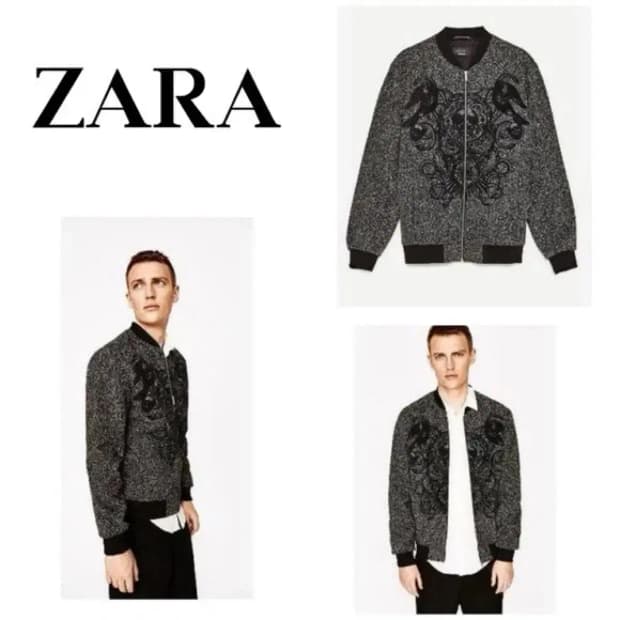 자라 쟈가드 스컬 자수 봄버 블루종 점퍼 M