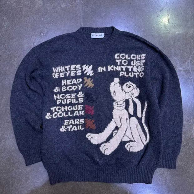 아이스버그 디즈니 플루토 이태리 울 니트 스웨터 L