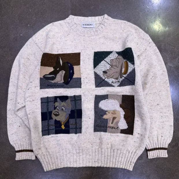 아이스버그 디즈니 캐릭터 자수 울 니트 스웨터 S
