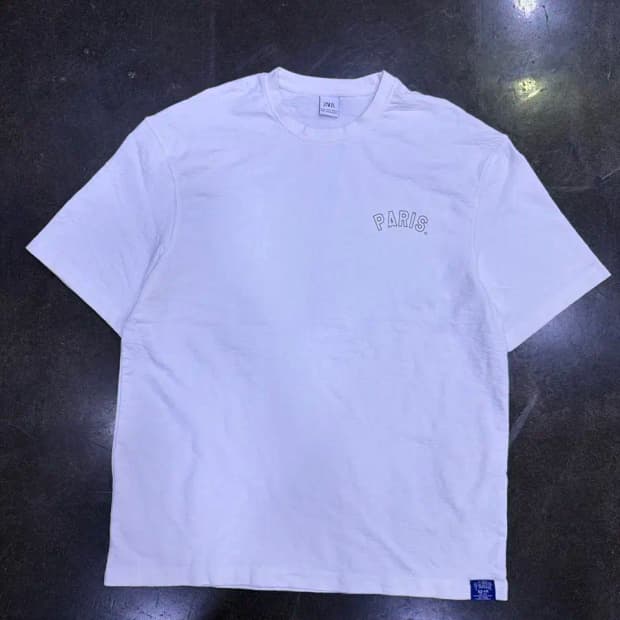 자라 PARIS 흰색 반팔 앵커 티셔츠 XL