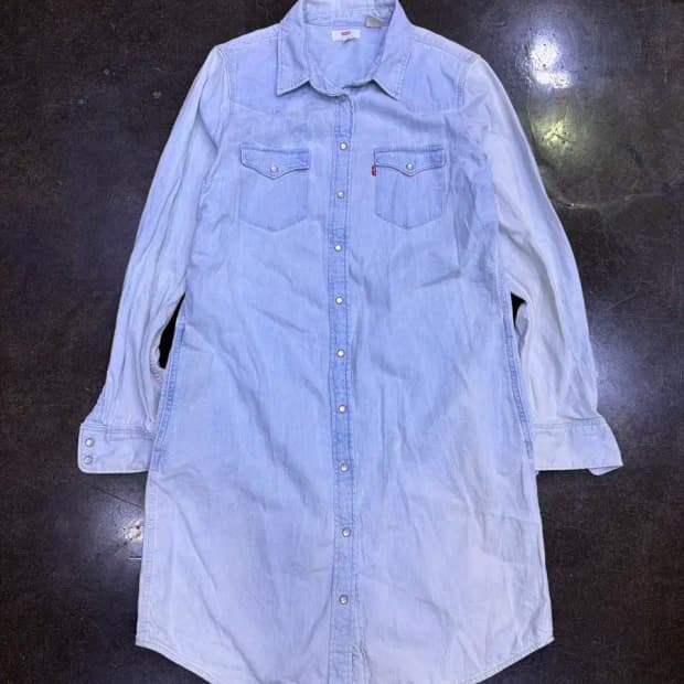 리바이스 연청 워싱 데님셔츠 원피스 M