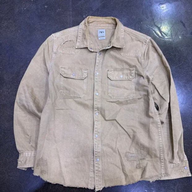 자라 빈티지 워싱 데미지 워크셔츠 XL