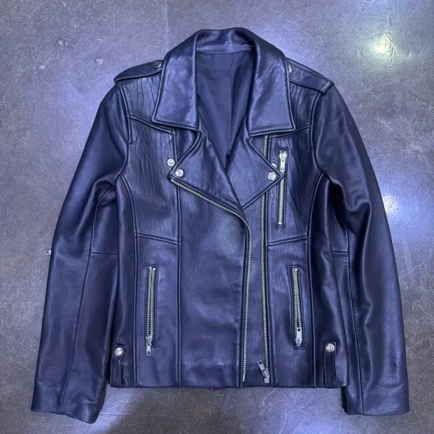 지퍼 양가죽 절개라인 더블 라이더 레더자켓 XS
