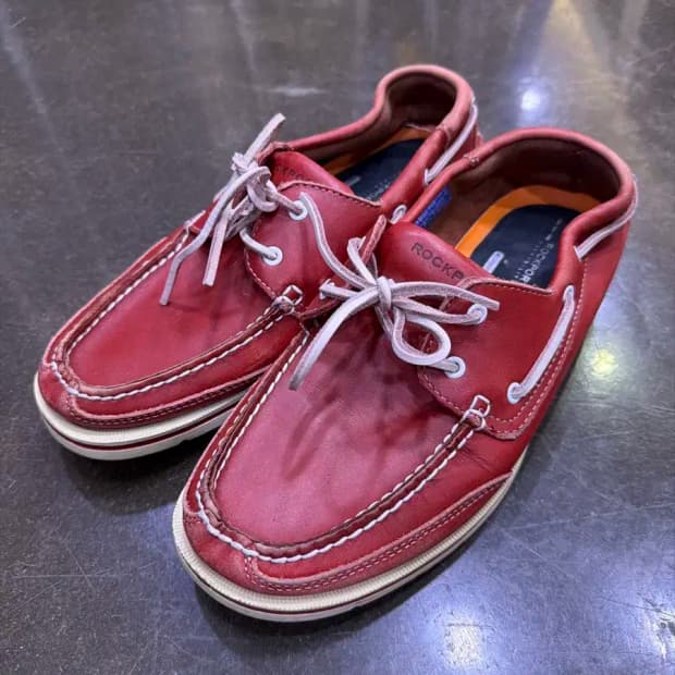 락포트 레더 클래식 보트슈즈 레드 270
