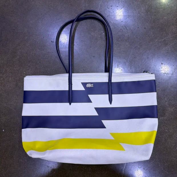 라코스테 x 야츠부키 캡슐 컬렉션 프린트 스트라이프 쇼퍼백