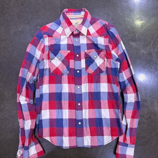 홀리스터 헤비코튼 체크 웨스턴 셔츠 남방 M