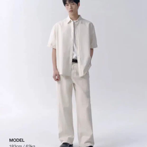 무신사스탠다드 와이드 데님 팬츠 크림 32