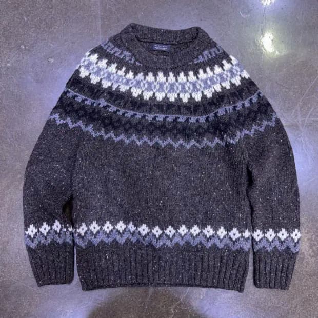 자라 울 라운드 노르딕 패턴 니트 스웨터 M