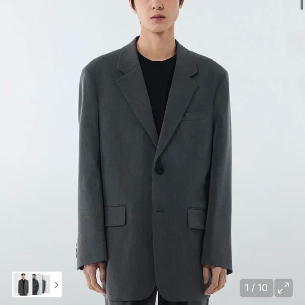 무신사스탠다드 대디 숄더 오버사이즈 블레이저 미디엄 그레이 L