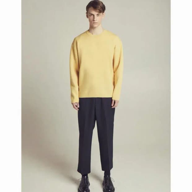 쿠어 탑필 울 라운드 니트 옐로우 M