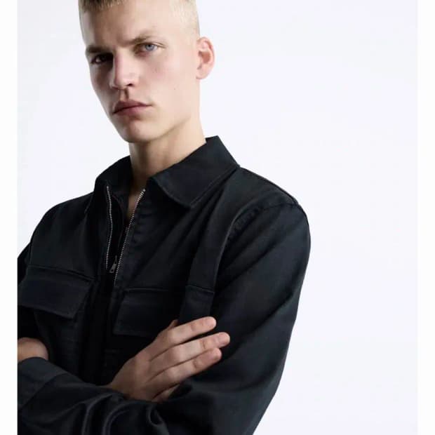 자라 유틸리티 포켓 오버핏 집업자켓 블랙 XL