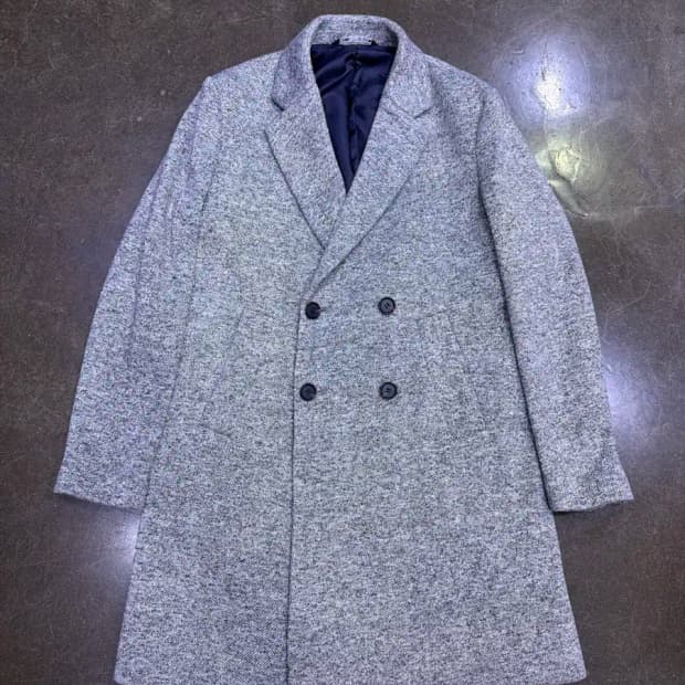 자라 더블 브레스트 하프 코트 그레이 M