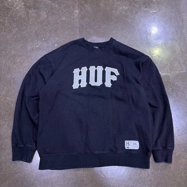HUF 허프 아치 로고 맨투맨 스웻셔츠 블랙 XXL