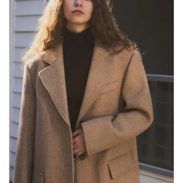 CITTA 씨타 클래식 울 오버핏 코트 베이지