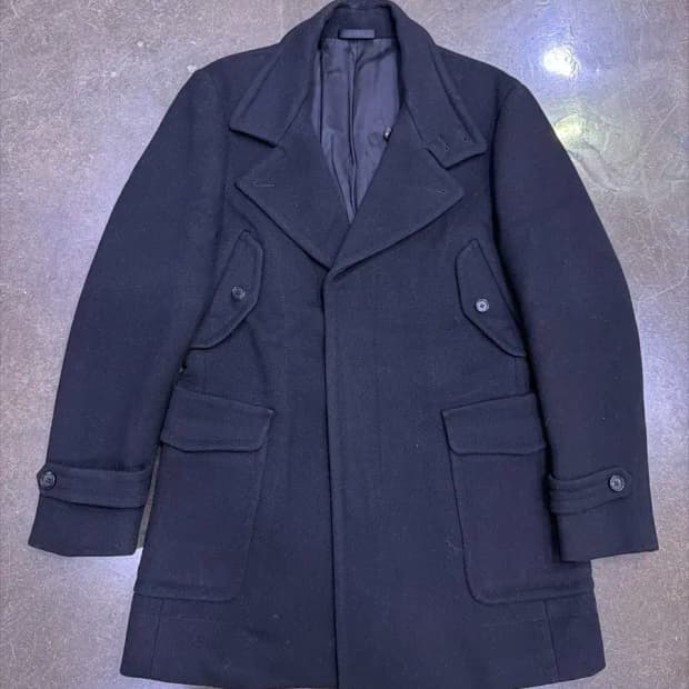 타임옴므 울 캐시미어 블렌드 피코트 블랙 95