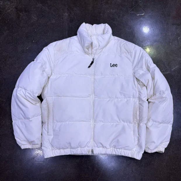 Lee 리 덕다운 오리털 화이트 숏패딩 점퍼 M