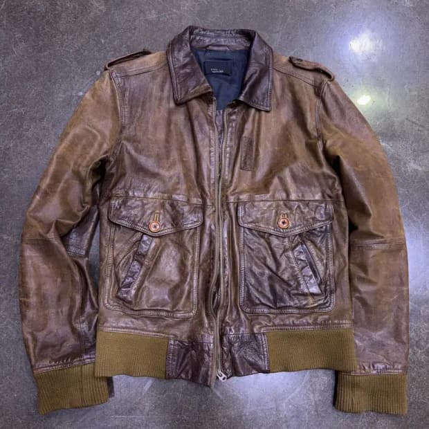 자라 빈티지 G-1 레더 가죽자켓 봄버 브라운 M
