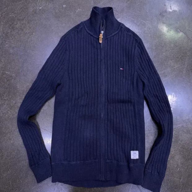 타미힐피거 니트 집업 니트 가디건 자켓 네이비 S