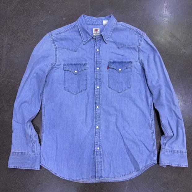 리바이스 빈티지 워싱 웨스턴 스탠다드핏 데님셔츠 M