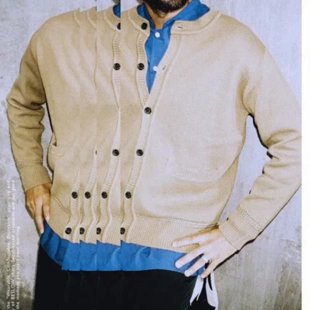 비슬로우 스탠다드 크루넥 니트 가디건 브라운 M