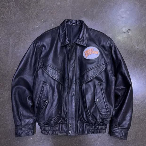 플래닛 할리우드 워싱턴 자수 양가죽 레더 봄버자켓 M