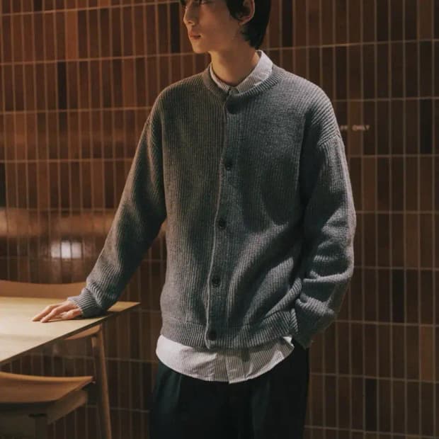 247시리즈 울 점퍼 가디건 멜란지 그레이 M