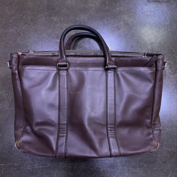 코치 렉싱턴 브라운 레더 가죽 서류 토트 크로스백