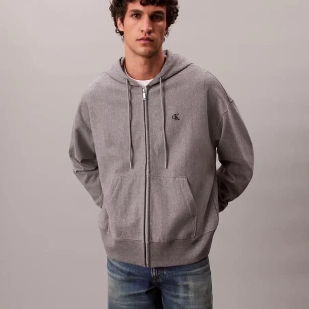 캘빈클라인 CK 아카이브 자수 약기모 후드집업 자켓 L