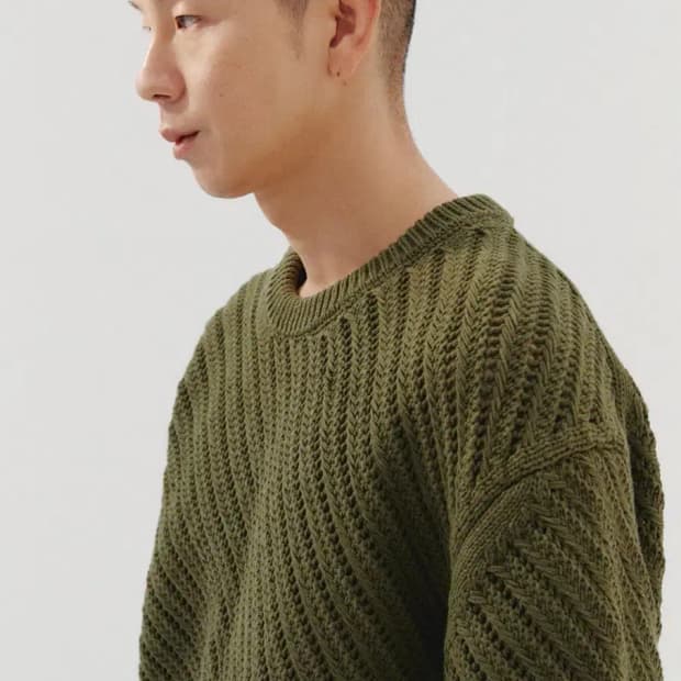 르마드 오블리크 시스루 라운드 니트 스웨터 그린 3 사이즈 L