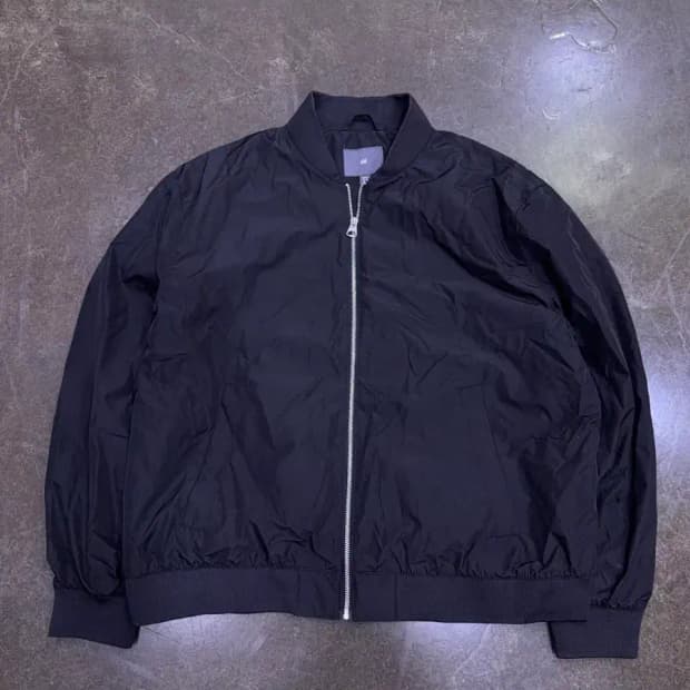 H&M 레귤러 블랙 봄버 바람막이 점퍼 자켓 XL