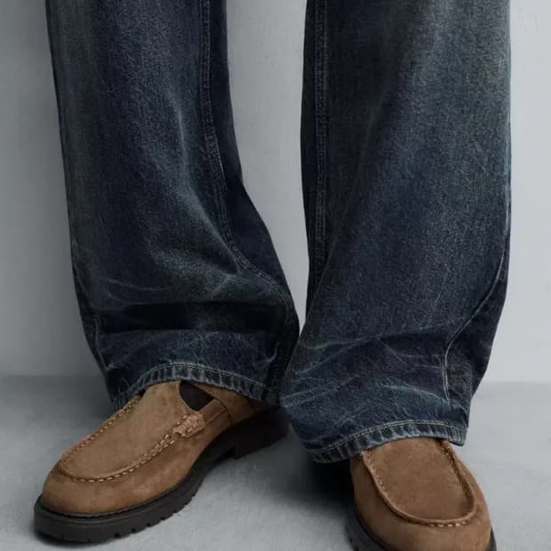 자라 소가죽 스웨이드 버클 레더 슈즈 더비슈즈 41