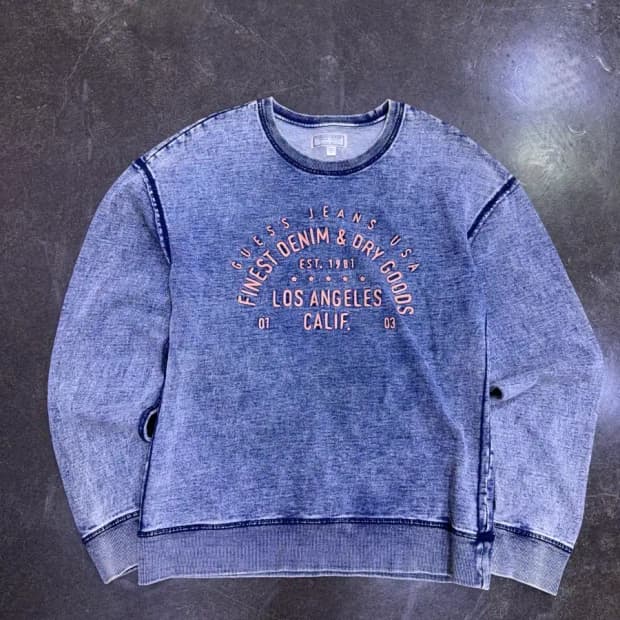 게스 빈티지 워싱 자수 레터링 맨투맨 스웻셔츠 M