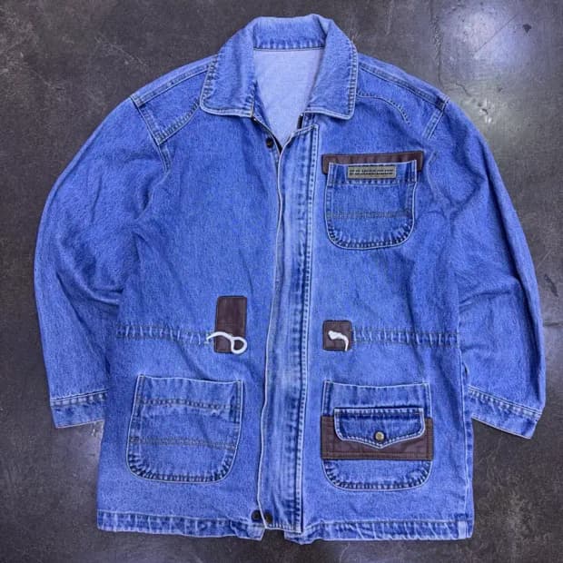 US 나이스 클럽 빈티지 유틸리티 가죽패치 데님자켓 L