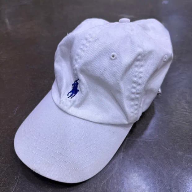 폴로 랄프로렌 포니 자수 가죽 벨트 캐쥬얼 볼캡 화이트