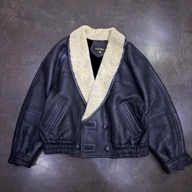 듀모드 빈티지 양가죽 양털 레더 더블 봄버 자켓 77