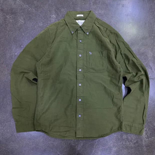 아베크롬비 앤 피치 버튼다운 캐쥬얼 머슬핏 옥스포드 셔츠 올리브 M