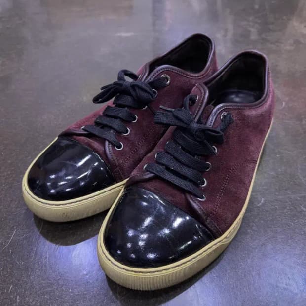 랑방 벨루어 스웨이드 레더 버건디 블랙 스니커즈 6 (250)