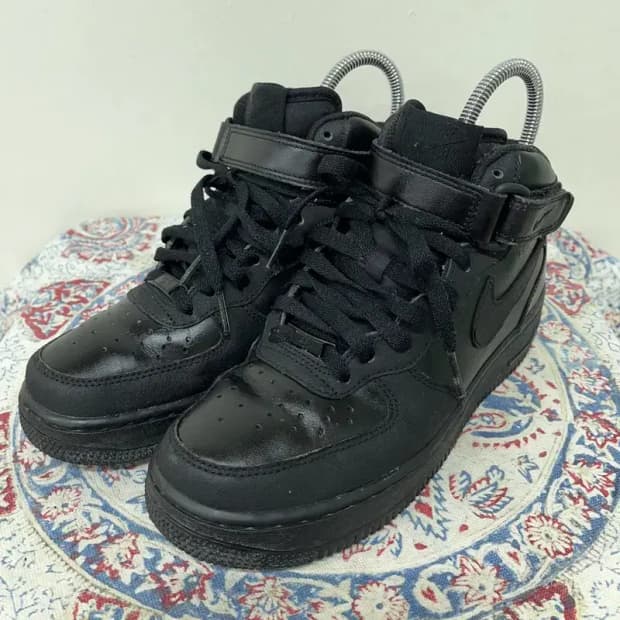 나이키 에어포스 1 미드 올블랙 스니커즈 운동화 240 E00235