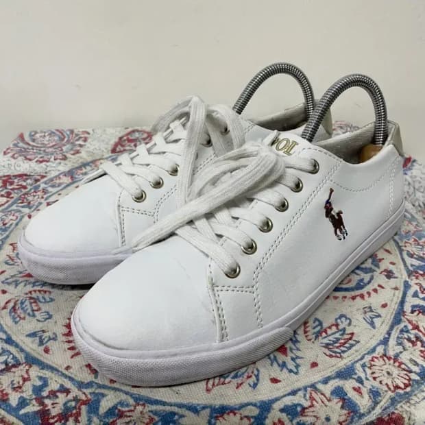 폴로 랄프로렌 가죽 스니커즈 화이트골드 단화 235 E00433