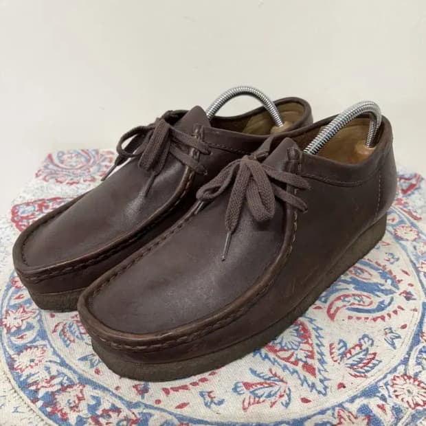 클락스 왈라비 브라운 레더 신발 UK6.5 E00500