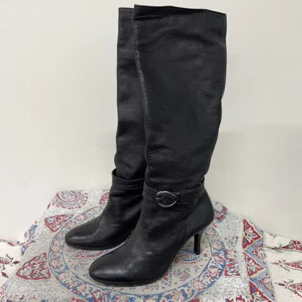 닥스 블랙 가죽 롱부츠 240 E00964