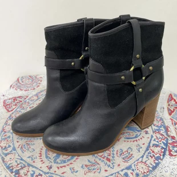 폴로 랄프로렌 블랙 가죽 앵클부츠 7.5B E01056