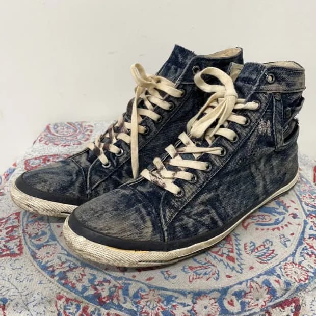 디젤 더티워싱 데님 하이탑 스니커즈 운동화 43 E01173