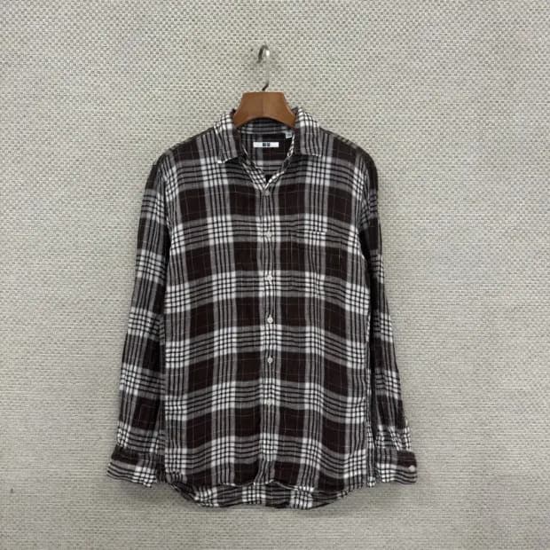 유니클로 빈티지 린넨 긴팔 셔츠 90 D07298
