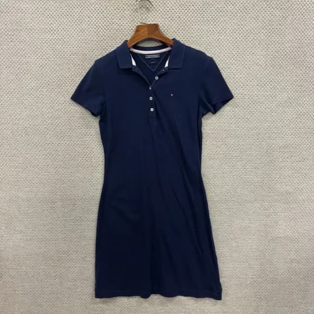 타미힐피거 자수로고 슬림핏 반팔 원피스 90 D07396